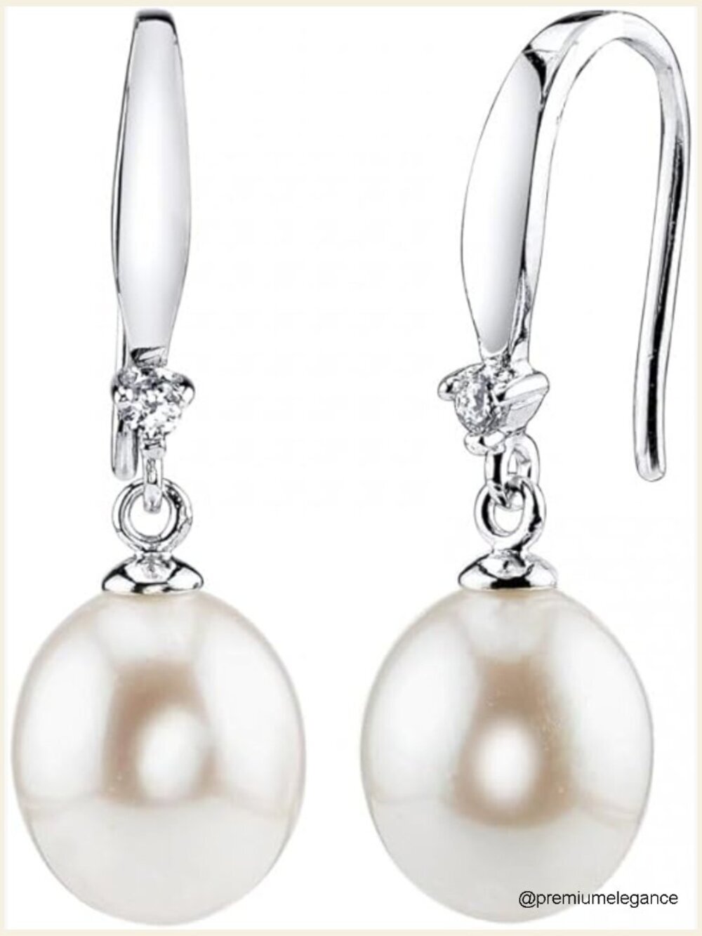Genuine AAA Freshwater Pearl Dangle Earrings 14K Gold Plated Sterling Silver